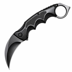 Black folding karambit knife