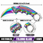 Rainbow folding karambit knife 8.5 inch with 3.5 inch 440 stainless steel hawkbill blade
