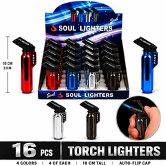 Soul Lighters Chrome Mirror Small-Size Torch Lighter, Pack of 16