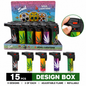 Soul Lighters Leaf Print Refillable Jet Torch Lighter, Windproof Single Flame, Display Box of 15