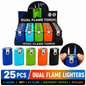 Soul Lighters Dual-Flame Soft plus Jet Torch Lighter, 5 colours, Pack of 25