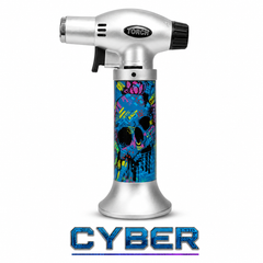 Soul Lighters Triton Wraith Triple-Jet Butane Torch Lighter – Pistol-Grip, 1300°C, Continuous Burn, Skull Prints (Box of 8, 15 cm)