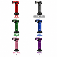Soul Lighters Ridgeback Single-Jet Butane Torch Lighter – Box of 6, 6 Colours, 1300°C Flame, Piezo Ignition, Finned Cooling Head, Stand-Up (14 cm)