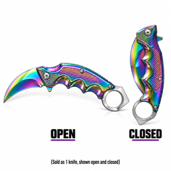 Rainbow folding karambit knife