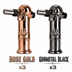 Soul Lighters Reaper Skull Heavy-Duty Torch Lighter – Sculpted 3D Skull Head, Extended Barrel, Continuous Hands-Free Flame, 2 Colours (6-Count Display)