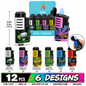 Soul Lighters Slab Triple-Jet Cigar Torch Lighter, 6 skull and leaf designs, 12-count