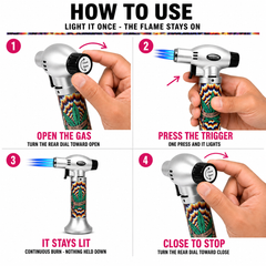 Soul Lighters Triton Kush Triple-Jet Butane Torch Lighter – Pistol-Grip, 1300°C, Continuous Burn, Cannabis Prints (Box of 8, 15 cm)