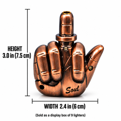 Soul Middle Finger talking jet torch lighter, Copper colour, refillable adjustable flame – Wholesale Canada