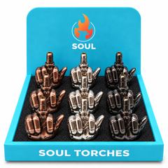 Soul Middle Finger talking jet torch lighter, Silver colour, refillable adjustable flame – Wholesale Canada