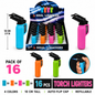 Soul Lighters Matte Rubberized Small-Size Torch Lighter, 4 colours, auto-flip cap, Pack of 16