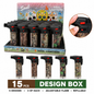 Soul Lighters Woodland Camo Refillable Jet Torch Lighter, Windproof Single Flame, Display Box of 15