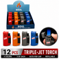 Soul Lighters Premium Triple-Jet Torch Lighter, 4 solid colours, Pack of 12
