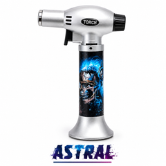 Soul Lighters Triton Wraith Triple-Jet Butane Torch Lighter – Pistol-Grip, 1300°C, Continuous Burn, Skull Prints (Box of 8, 15 cm)