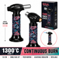 Soul Lighters Sugar Skull Roses cigar torch lighter, black housing, 1300C piezo, 15.5 cm