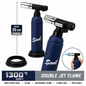 Soul Lighters Ember Double-Jet culinary butane torch, matte navy blue, 20 cm, detachable stand