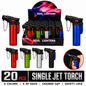 Soul Lighters Mini Single-Jet Torch Lighter, 5 solid colours, chain cap, Pack of 20