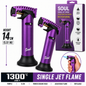 Soul Lighters Ridgeback single-jet butane torch lighter, purple, finned head, 14 cm