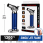 Soul Lighters Turret chrome table torch lighter, blue, 16 cm pedestal, 1300C