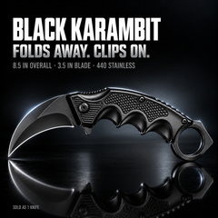 Folding Pocket Karambit 8.5" (21.6 cm) Hawkbill Knife, Pack of 5 Assorted Colours (Gold, Rainbow, Black, Blue, Silver), 3.5" 440 Stainless Steel Blade, Finger Ring, with Belt Clip