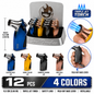 Soul Lighters Turbine Triple-Jet torch lighter, fin-grip body, 4 colours, 12-count