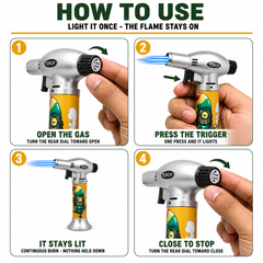 Soul Lighters Triton Mixtape Triple-Jet Butane Torch Lighter – Pistol-Grip, 1300°C, Continuous Burn, Novelty Prints (Box of 8, 15 cm)
