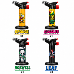 Soul Lighters Titan Stoner's Pick Dual-Jet Butane Torch Lighter – Novelty Prints, 1300°C High-Output, Continuous Burn, Piezo, Auto-Lock Valve (Box of 4, 20 cm)