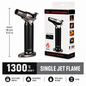 Soul Lighters Turret chrome table torch lighter, black, 16 cm pedestal, 1300C