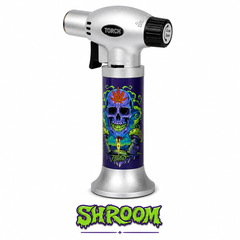 Soul Lighters Triton Necro Cannabis-Skull Triple-Jet Butane Torch Lighter – Pistol-Grip, 1300°C, Continuous Burn (Box of 8, 15 cm)