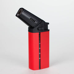 Soul Lighters Extended-Nozzle Angle Triple-Jet Torch Lighter – Long 45° Nozzle, Squeeze-Paddle Ignition, Slide Lock, Colours: Black, Red & Yellow (6-Count Display)