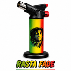 Soul Lighters Titan Reggae Dual-Jet Butane Torch Lighter – Reggae Print Assortment, 1300°C High-Output, Continuous Burn, Piezo, Auto-Lock Valve (Box of 4, 20 cm)