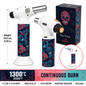 Soul Lighters Sugar Skull Roses cigar torch lighter, white housing, 1300C piezo, 15.5 cm
