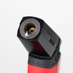 Soul Lighters Extended-Nozzle Angle Triple-Jet Torch Lighter – Long 45° Nozzle, Squeeze-Paddle Ignition, Slide Lock, Colours: Black, Red & Yellow (6-Count Display)