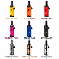 Soul Lighters Extended-Nozzle Single-Jet Torch Lighter – Tall Straight Nozzle, Push-Button Ignition, LOCK Safety, 9 Solid & Chrome Colours (9-Count Display)