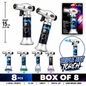 Soul Lighters Triton Wraith triple-jet pistol-grip butane torch lighter box of 8, skull prints, 15 cm
