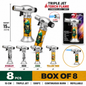 Soul Lighters Triton Mixtape triple-jet pistol-grip butane torch lighter box of 8, novelty prints, 15 cm