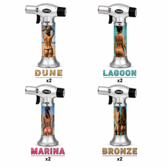 Soul Lighters Triton Riviera Beach Pin-Up Triple-Jet Butane Torch Lighter – Pistol-Grip, 1300°C, Continuous Burn (Box of 8, 15 cm)