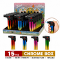 Soul Lighters Metallic Chrome Refillable Jet Torch Lighter, Windproof Single Flame, Box of 15, 4 Colors