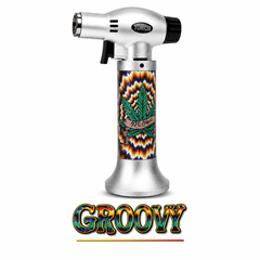 Soul Lighters Triton Kush Triple-Jet Butane Torch Lighter – Pistol-Grip, 1300°C, Continuous Burn, Cannabis Prints (Box of 8, 15 cm)