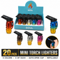 Soul Lighters Mini Gradient Chrome Torch Lighter, 5 ombré colours, flip cap, Pack of 20