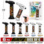 Soul Lighters 19400 Inked tattoo-art butane torch lighter box of 6, matte black and silver, 13.5 cm