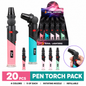 Soul Lighters Pen-Style Rotating Nozzle Torch Lighter, 4 colours, Pack of 20