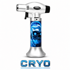 Soul Lighters Triton Wraith Triple-Jet Butane Torch Lighter – Pistol-Grip, 1300°C, Continuous Burn, Skull Prints (Box of 8, 15 cm)