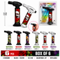 Soul Lighters 19400 Calavera skull and floral butane torch lighter box of 6, matte black and silver, 13.5 cm