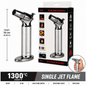 Soul Lighters Turret chrome table torch lighter, silver, 16 cm pedestal, 1300C