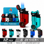 Soul Lighters Cannon Triple-Jet Torch Lighter, 6 designs, 12-count display