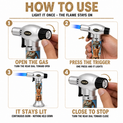 Soul Lighters Triton Riviera Beach Pin-Up Triple-Jet Butane Torch Lighter – Pistol-Grip, 1300°C, Continuous Burn (Box of 8, 15 cm)