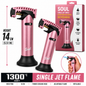 Soul Lighters Ridgeback single-jet butane torch lighter, rose pink, finned head, 14 cm