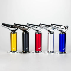 Soul Lighters Turret Single-Jet Chrome Table Torch Lighter – 1300°C, Piezo, Lock Flame, Zinc Alloy, 5 Colours (5-Count Display)