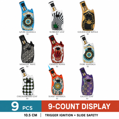 Soul Lighters Pistol-Grip Art-Print Jet Torch Lighter – Trigger Ignition, See-Through Nozzle Housing, 9 Art & Leaf Designs (9-Count Display)