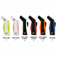 Soul Lighters Gun-Style Angled Single-Jet Torch Lighter – Slim Pistol-Grip, 45° Nozzle, Trigger Ignition, 6 Two-Tone Colours (6-Count Display)